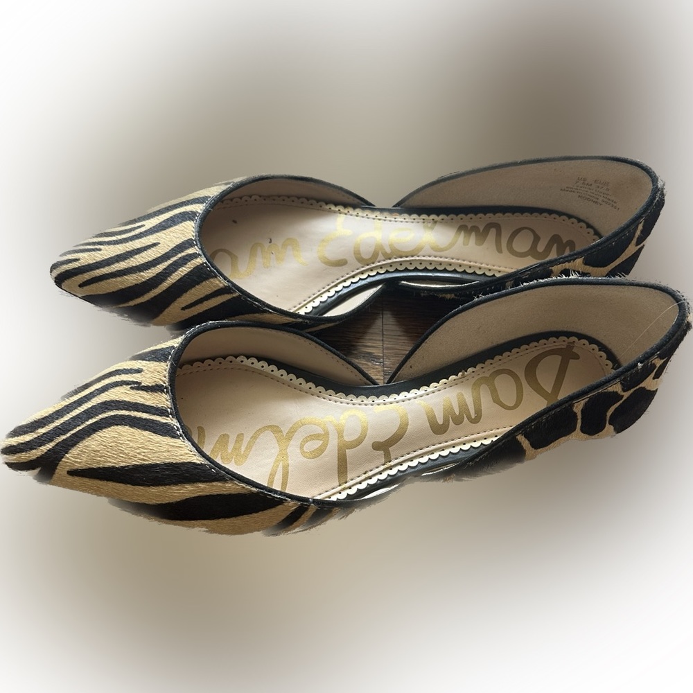 Sam Edelman flats, cheetah and zebra mixed animal print, size 7.5
